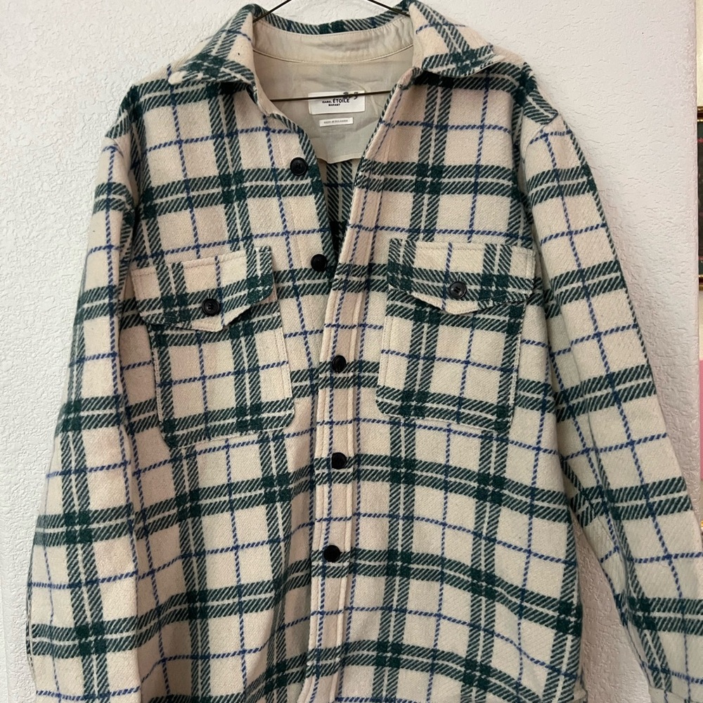 ÉTOILE ISABEL MARANT Virgin Wool Plaid Print Jacket - XL